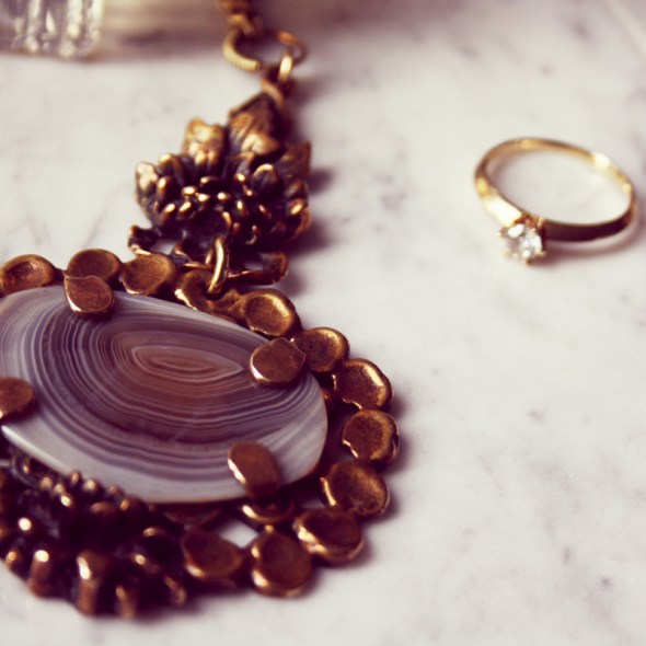 Pentti Sarpaneva Bronze necklace stone vintage ketting