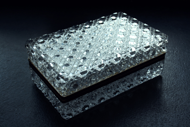 Vintage Jewelry box carved wood crystal