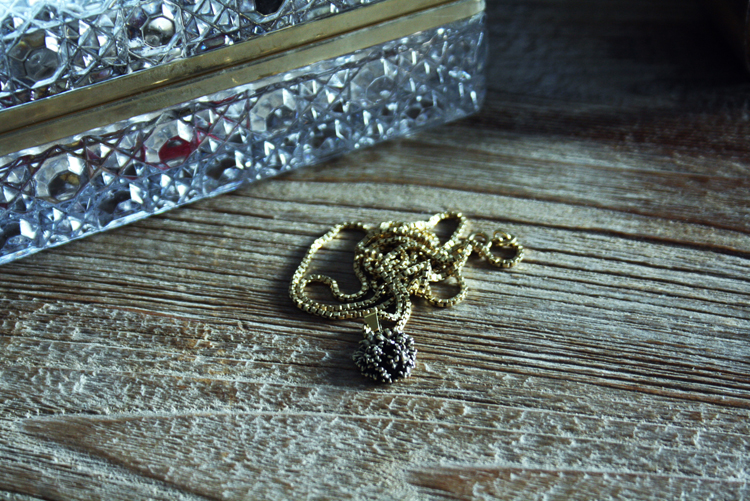 Vintage Jewelry box carved wood crystal