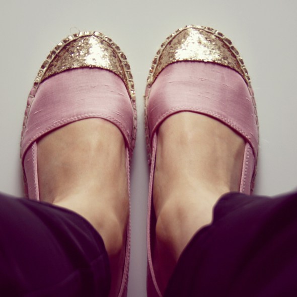 H&M pink sequin espadrilles