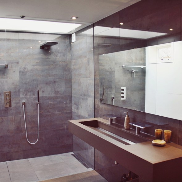 Bathroom nature stone glass ceiling