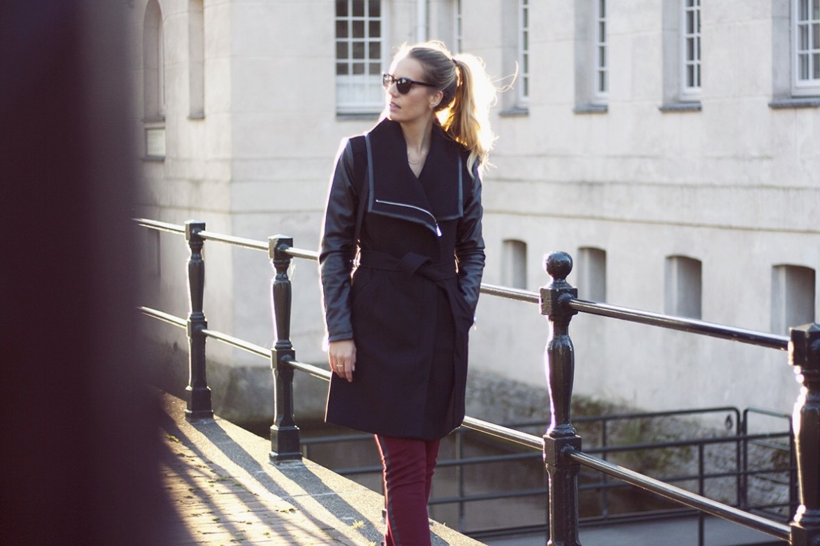 Fashion blogger Dawn levy coat vegan leather