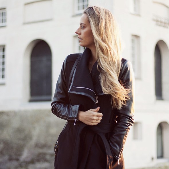 Fashion blogger Dawn levy coat vegan leather