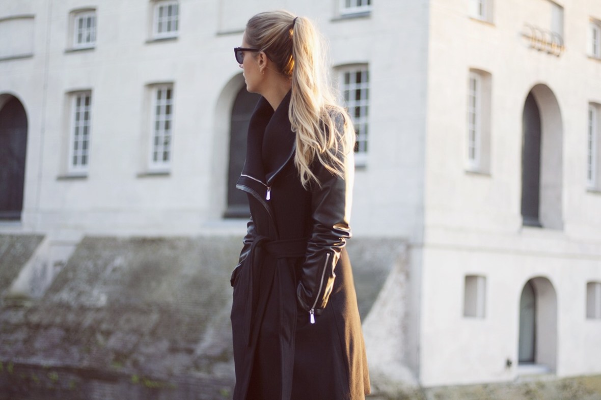 Fashion blogger Dawn levy coat vegan leather