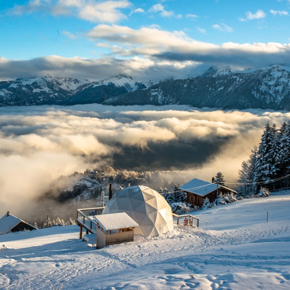 Whitepod hotel Switzerland review fashion blogger