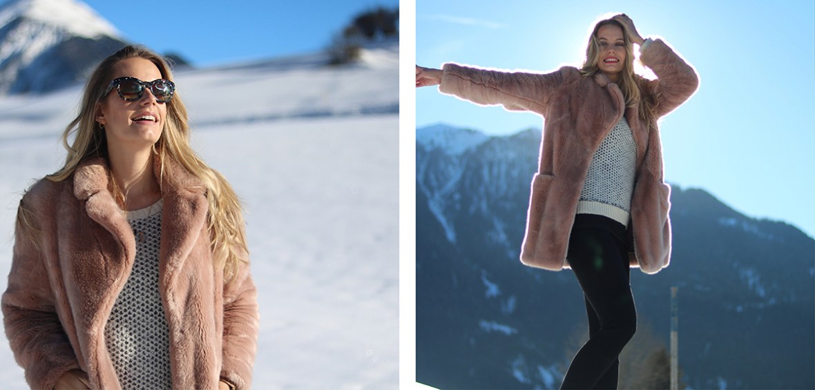 Dressing in the snow Moonboot sequin reins faux fur blogger